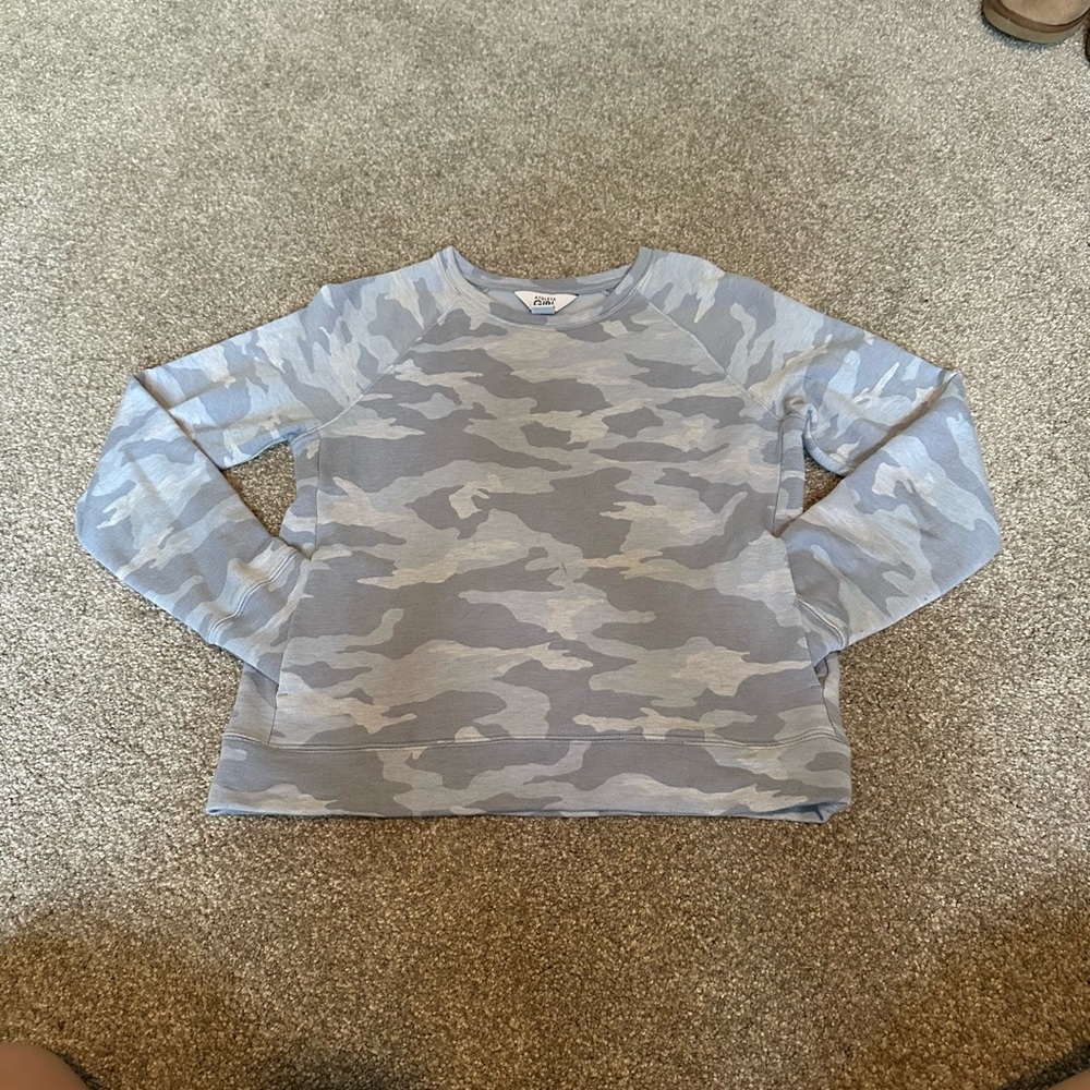Athleta Kids Camo Sweatshirt - Gray, Light Blue and White